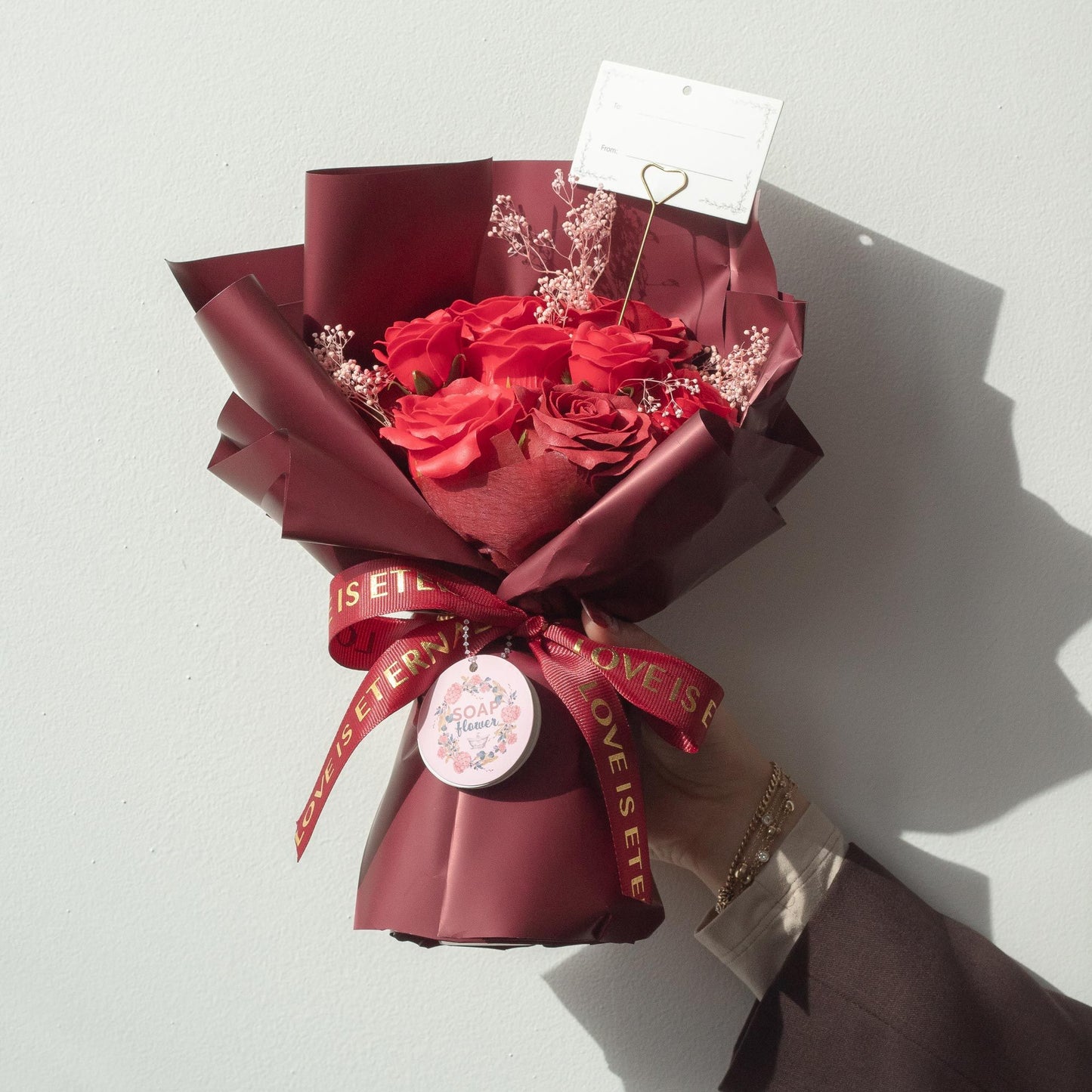 Ramo grande de rosas rojas - El amor es eterno - Tarjeta de regalo