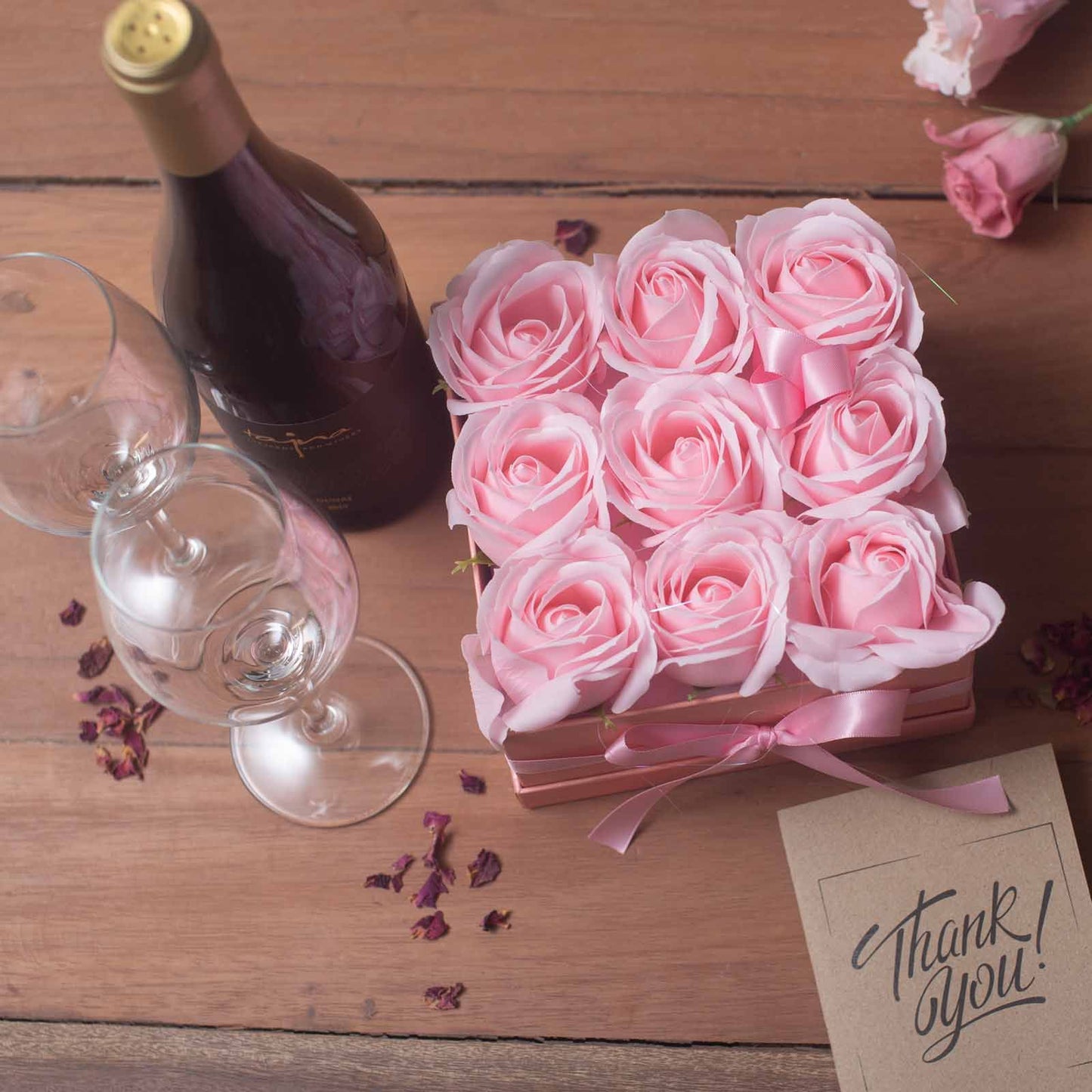Caja de Regalo - Flor de Jabón 14 Rosas Rosas - ronda