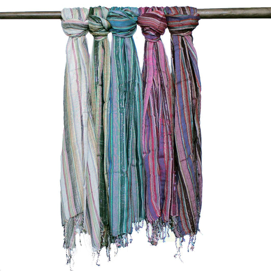 Bufandas indias bohemias - 50x180cm - Colores aleatorios con hilo dorado