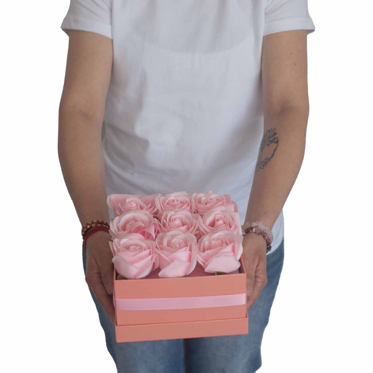 Caja de Regalo - Flor de Jabón  14 Rosas Rosas - ronda