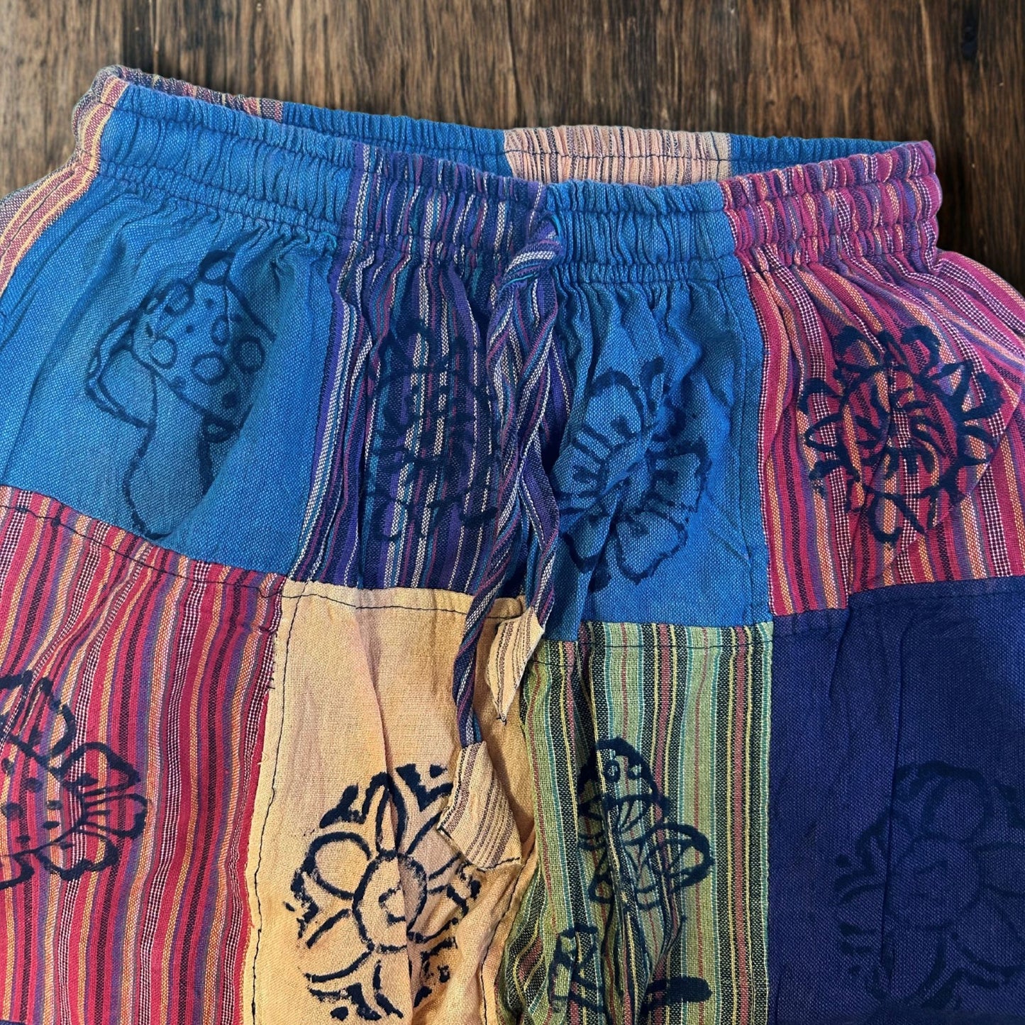 Sari Nómada - Pantalón Hongo - Diseños con Estampado en Bloque - Tonos Naranjas (105x127cm) S/M